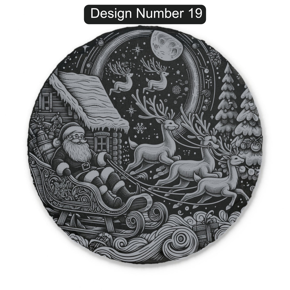Christmas Engraved Slate Coasters – Bavarian Village, Santa & Winter Scenes