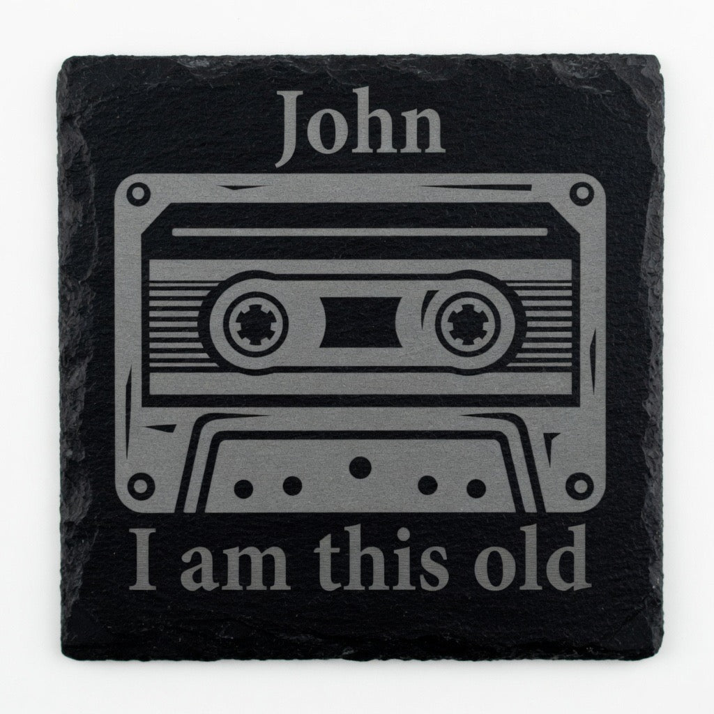 Personalised slate retro coaster Retrotreasures