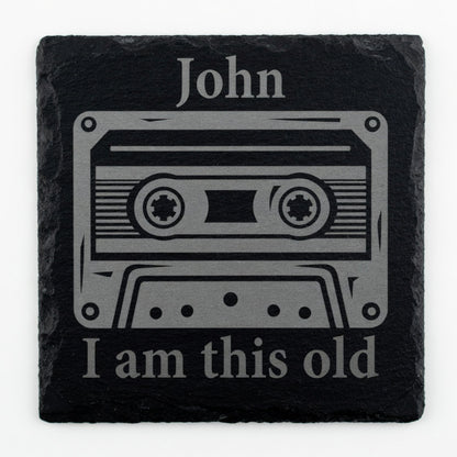 Personalised slate retro coaster Retrotreasures