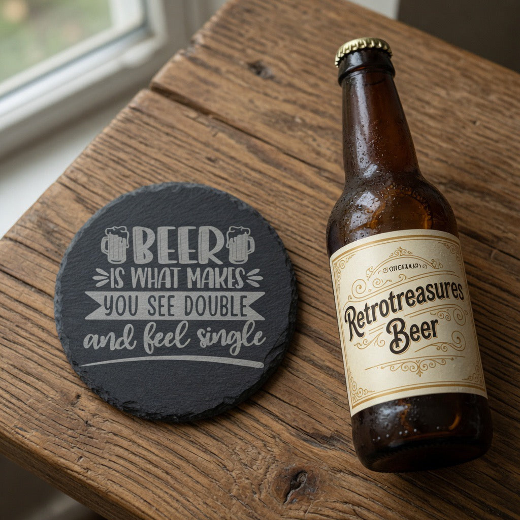 Slate alcohol themed coasters. Various options. Retrotreasures