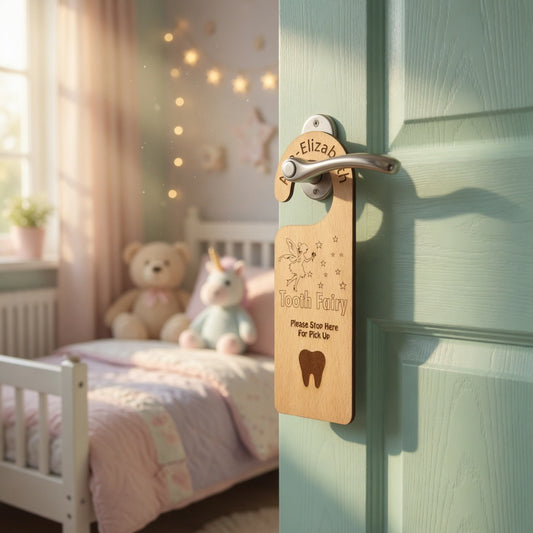 Personalised tooth fairy door hanger Retrotreasures