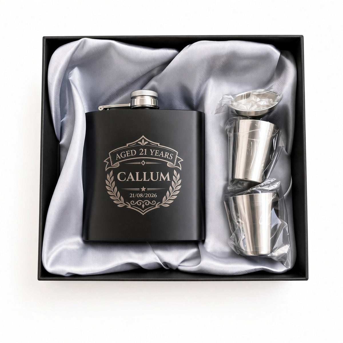Personalised 6oz Engraved Hip Flask Gift Set – Birthday, Groomsmen & Wedding Keepsake Retrotreasures.co.uk