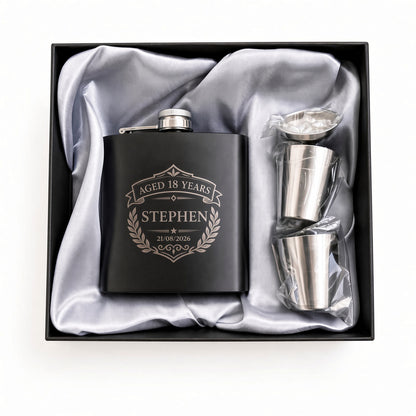 Personalised 6oz Engraved Hip Flask Gift Set – Birthday, Groomsmen & Wedding Keepsake Retrotreasures.co.uk