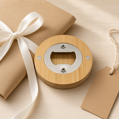 Personalised Bamboo Magnetic Bottle Opener – Wedding Favour & Keepsake Gift Retrotreasures.co.uk