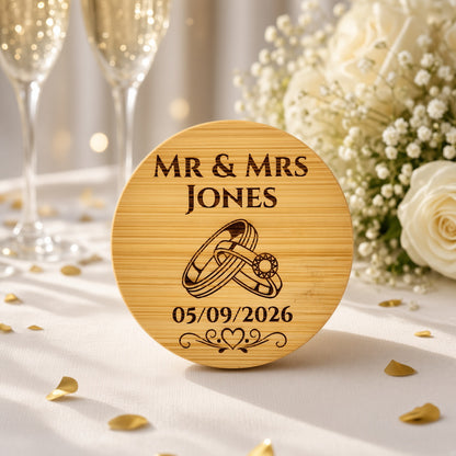 Personalised Bamboo Magnetic Bottle Opener – Wedding Favour & Keepsake Gift Retrotreasures.co.uk