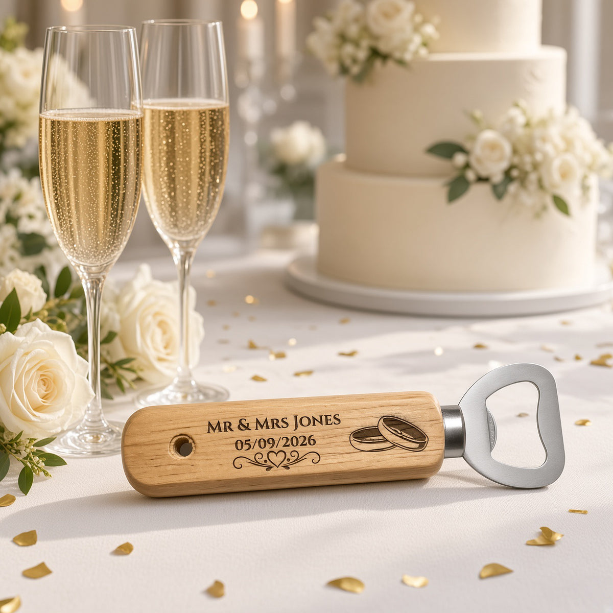 Personalised Bamboo Bottle Opener – Wedding Favour & Keepsake Gift Retrotreasures.co.uk