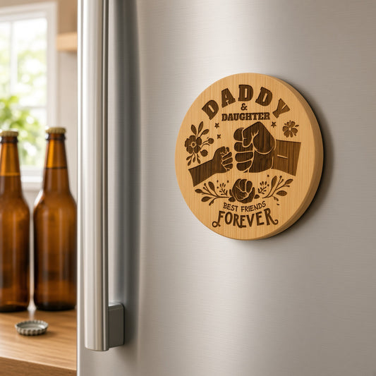 Father’s Day Bamboo Magnetic Beer, Bottle Opener – Daddy & Daughter Best Friends Forever