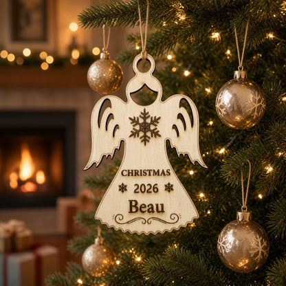 Wooden personalised Christmas tree decorations