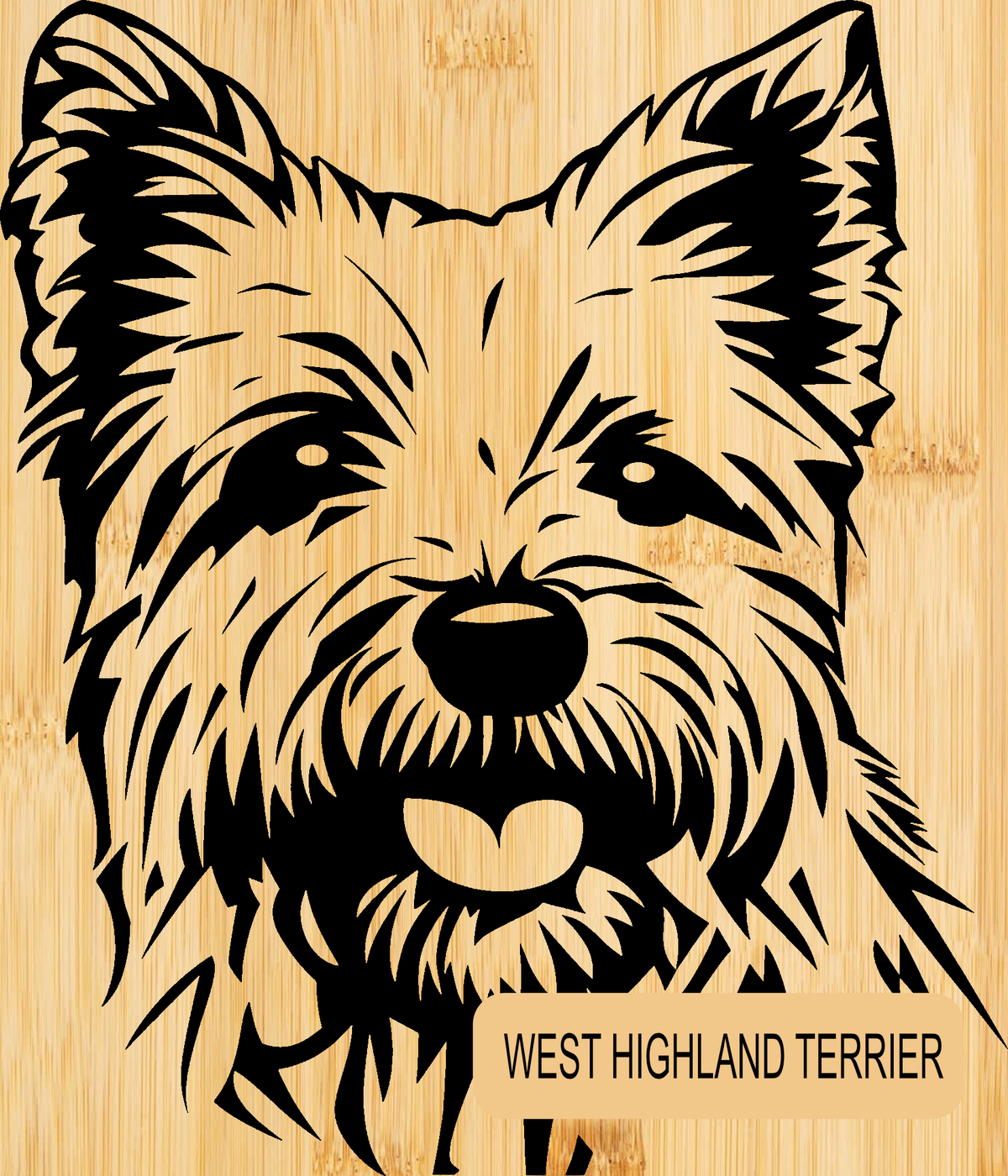 Personalised Bamboo Phone Stand – Engraved Dog Breed Portrait & Name | Bone Design