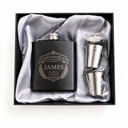 Personalised 6oz Engraved Hip Flask Gift Set – Birthday, Groomsmen & Wedding Keepsake Retrotreasures.co.uk