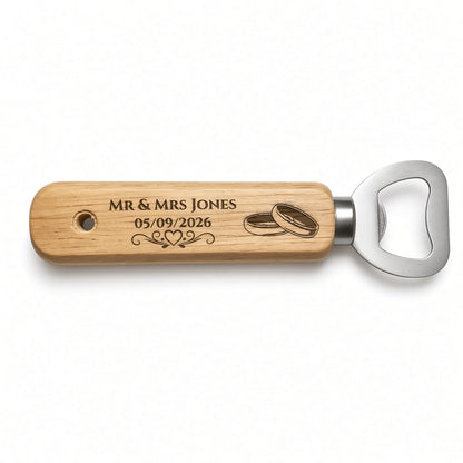 Personalised Bamboo Bottle Opener – Wedding Favour & Keepsake Gift Retrotreasures.co.uk