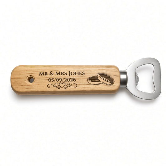 Personalised Bamboo Bottle Opener – Wedding Favour & Keepsake Gift Retrotreasures.co.uk