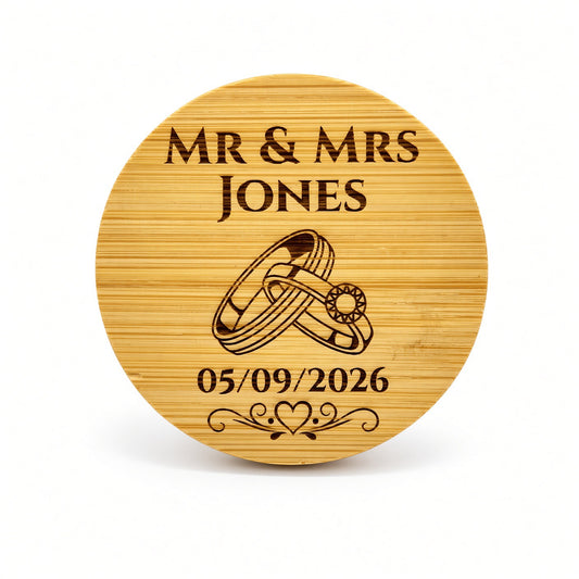 Personalised Bamboo Magnetic Bottle Opener – Wedding Favour & Keepsake Gift Retrotreasures.co.uk