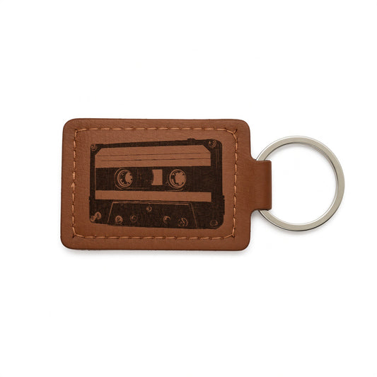Personalised PU Leather Cassette Keychain – Engraved Retro Tape & Custom Message Retrotreasures.co.uk