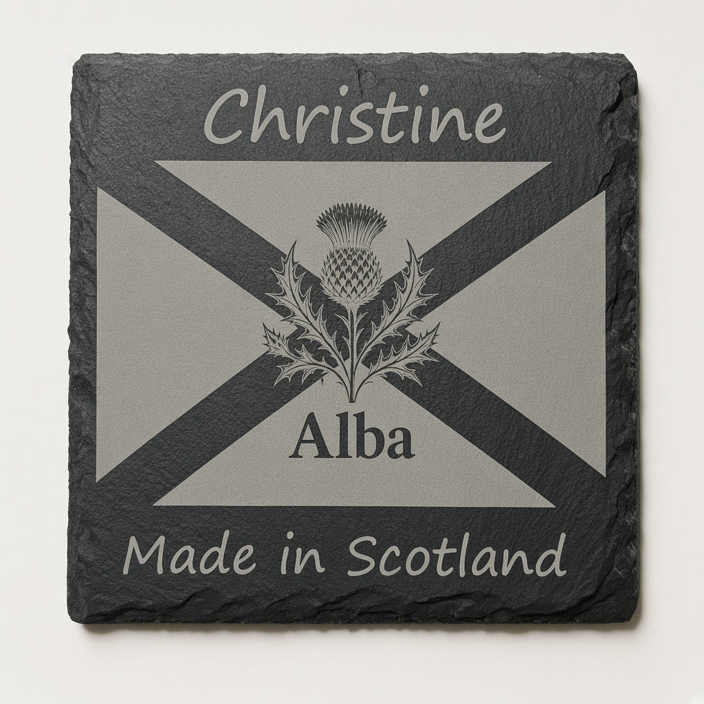 Personalised slate country coaster Retrotreasures