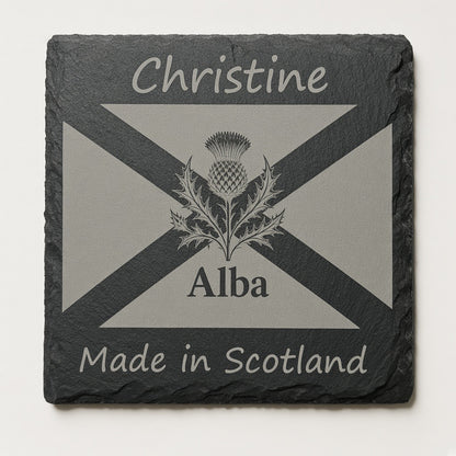 Personalised slate country coaster Retrotreasures