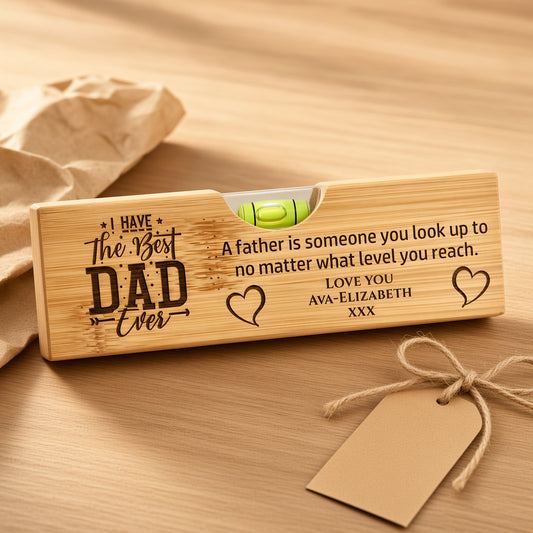 Personalised Spirit Level Bottle Opener – Laser Engraved | Wooden Handle | Custom Text Retrotreasures.co.uk
