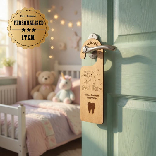 Personalised tooth fairy door hanger Retrotreasures