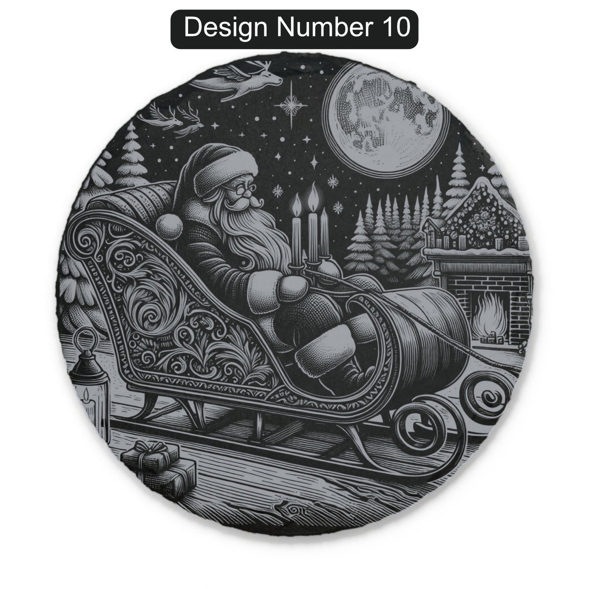 Christmas Engraved Slate Coasters – Bavarian Village, Santa & Winter Scenes