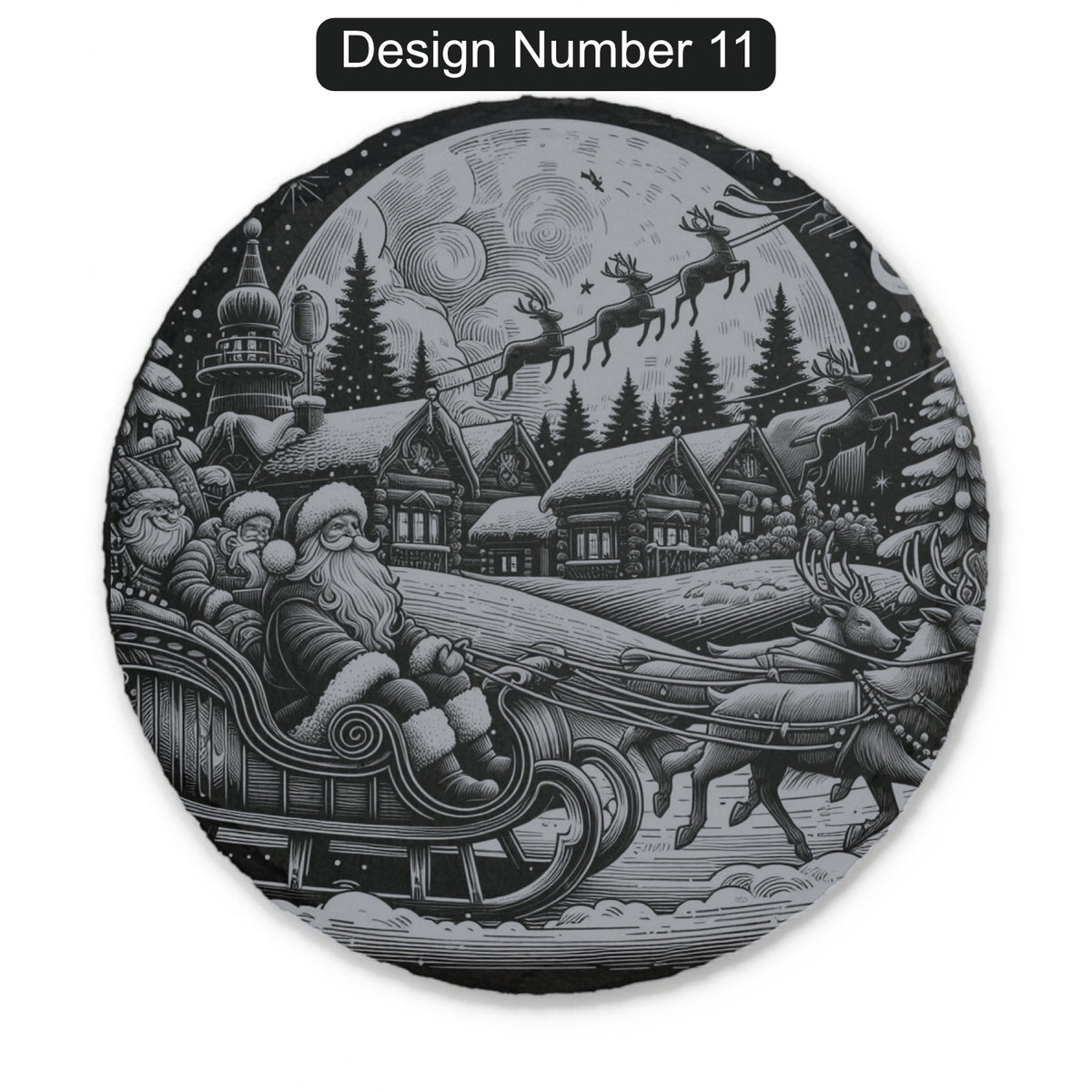 Christmas Engraved Slate Coasters – Bavarian Village, Santa & Winter Scenes