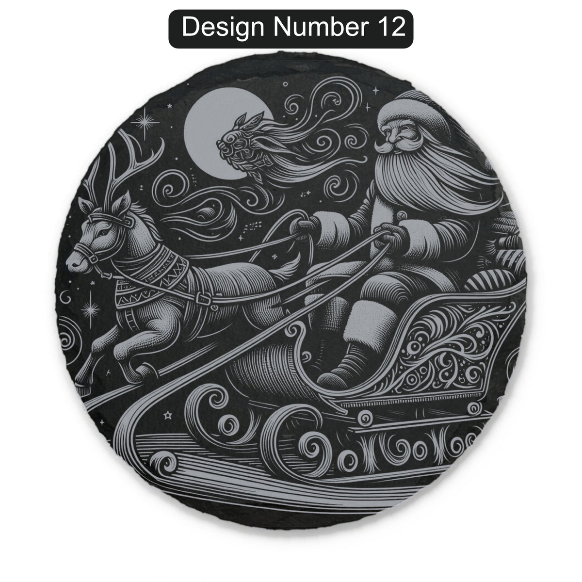 Christmas Engraved Slate Coasters – Bavarian Village, Santa & Winter Scenes