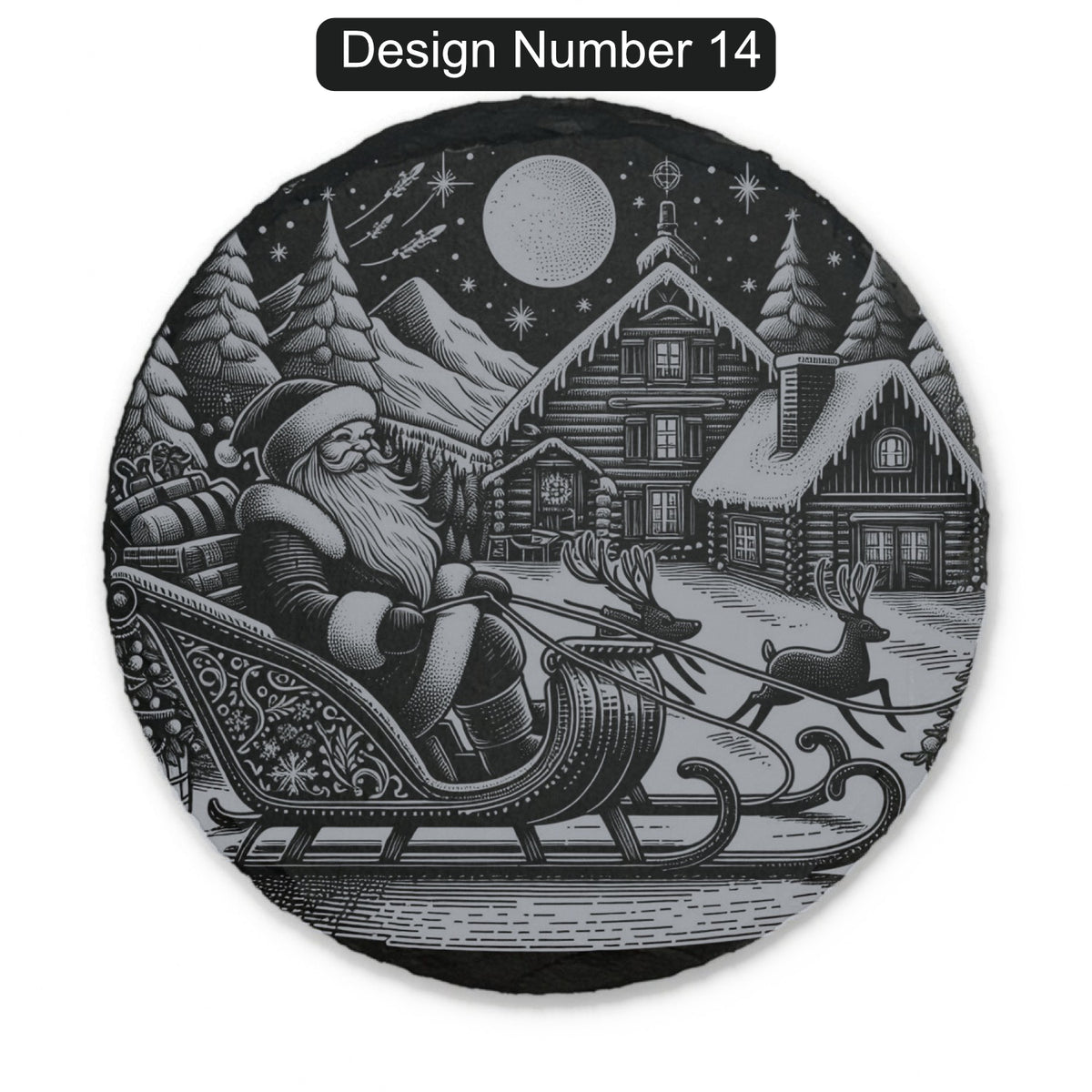 Christmas Engraved Slate Coasters – Bavarian Village, Santa & Winter Scenes