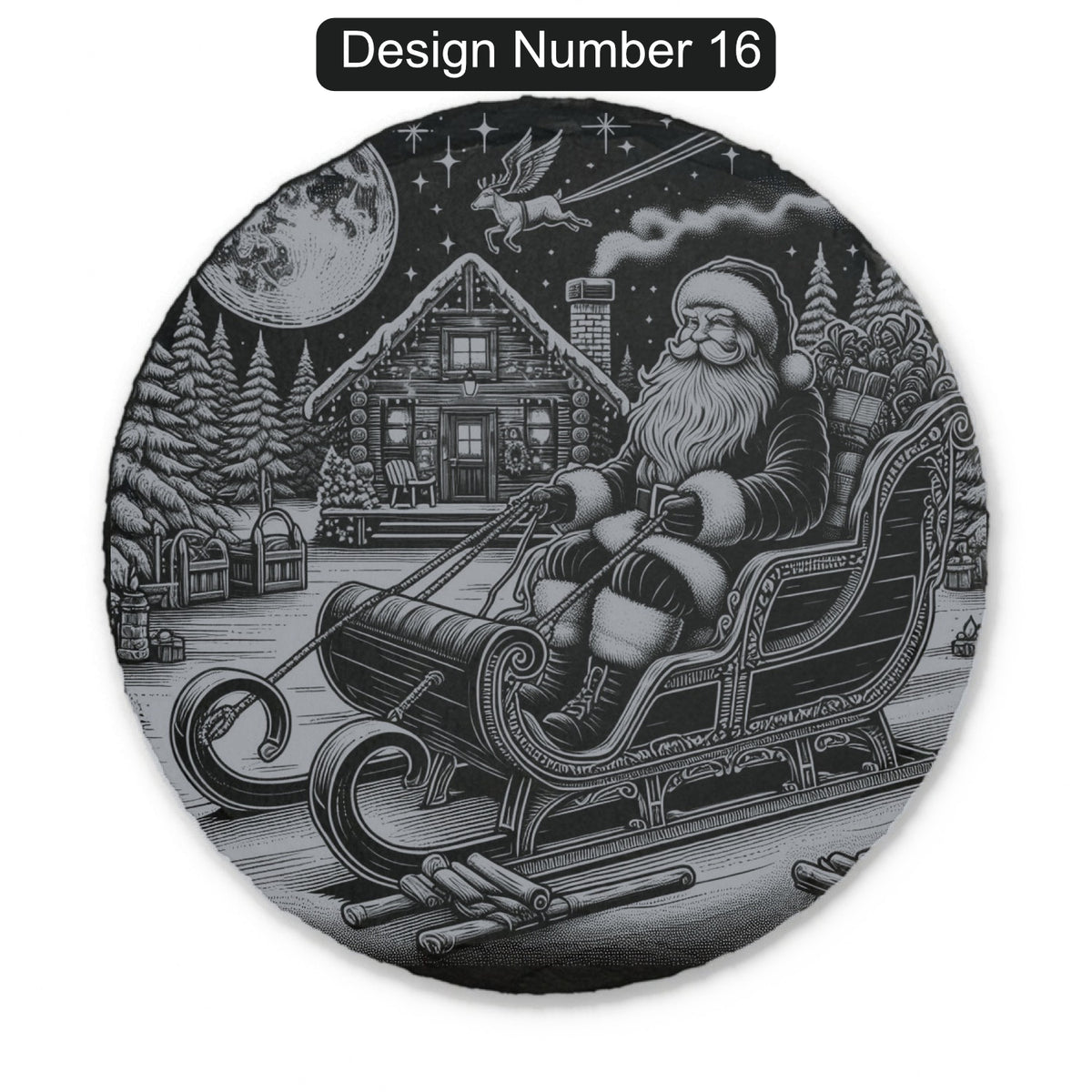 Christmas Engraved Slate Coasters – Bavarian Village, Santa & Winter Scenes