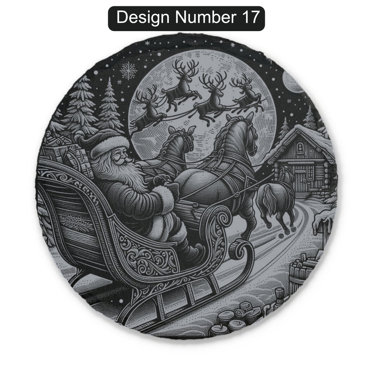 Christmas Engraved Slate Coasters – Bavarian Village, Santa & Winter Scenes