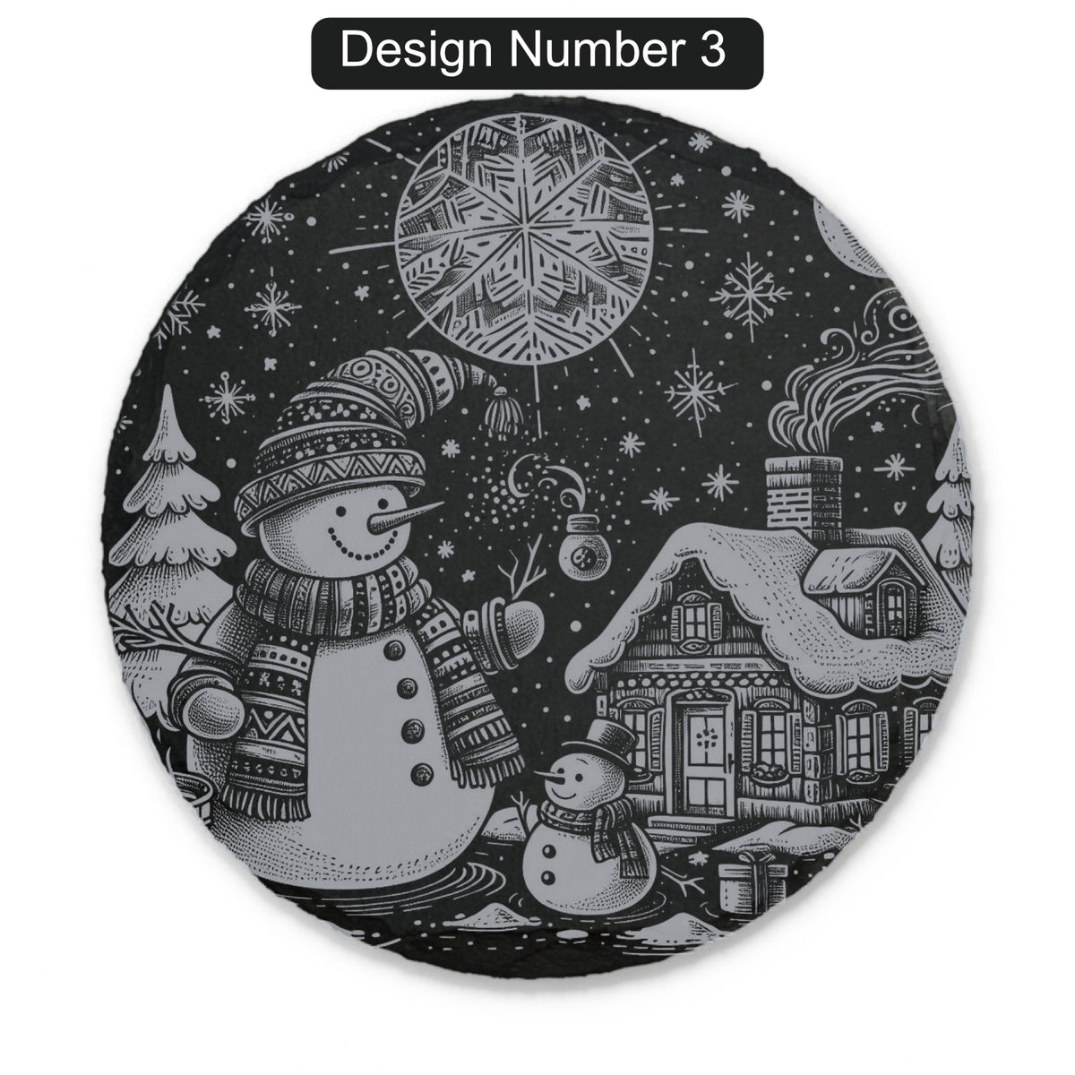 Christmas Engraved Slate Coasters – Bavarian Village, Santa & Winter Scenes