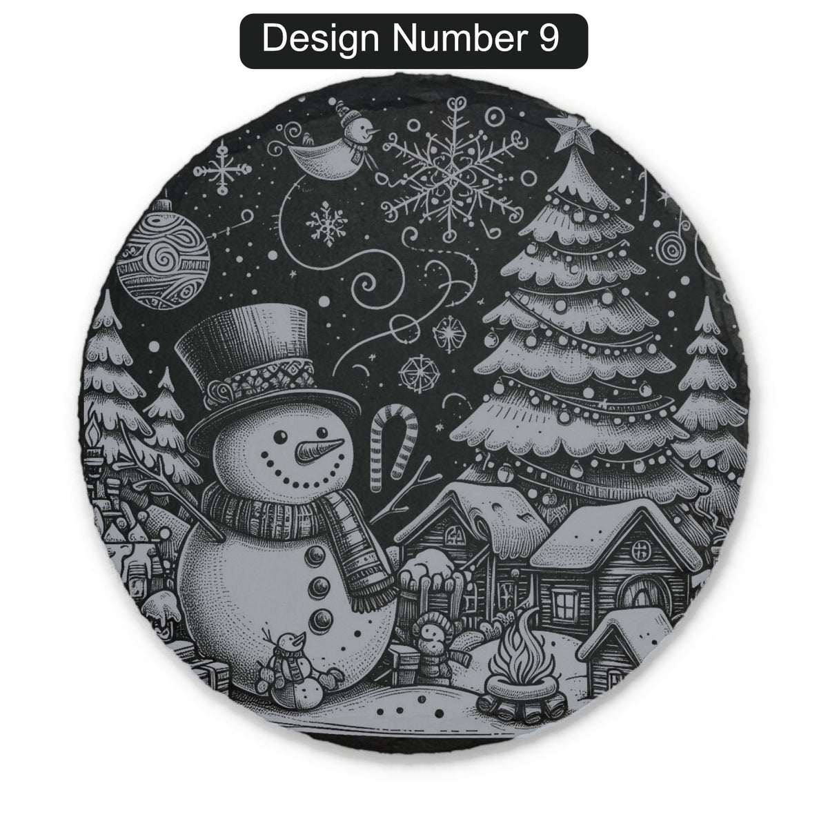 Christmas Engraved Slate Coasters – Bavarian Village, Santa & Winter Scenes